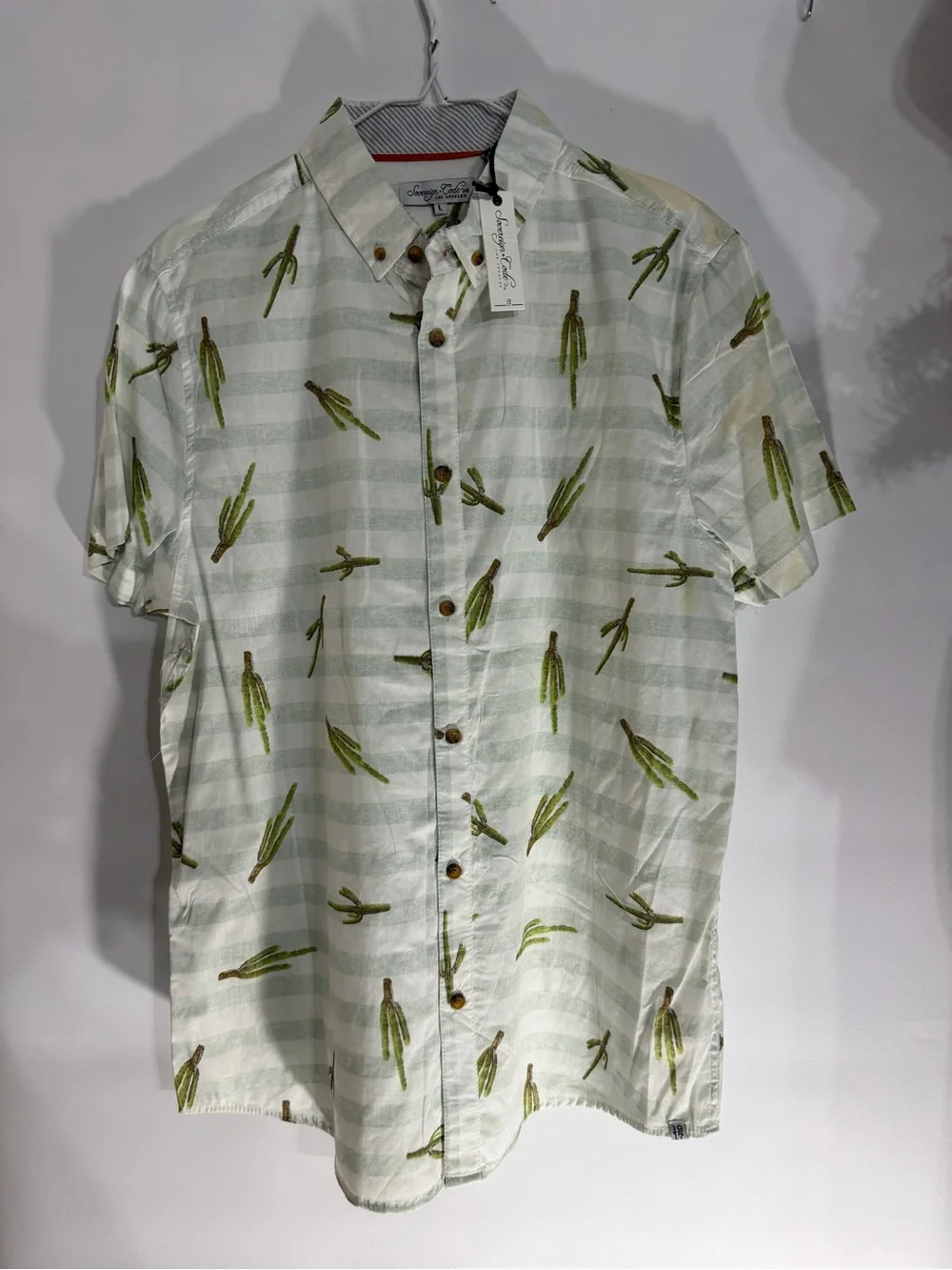 Tommy Bahama Short-Sleeve Cactus Print Shirt - Light Green